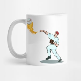 On Fire Baseball Pitcher Mug